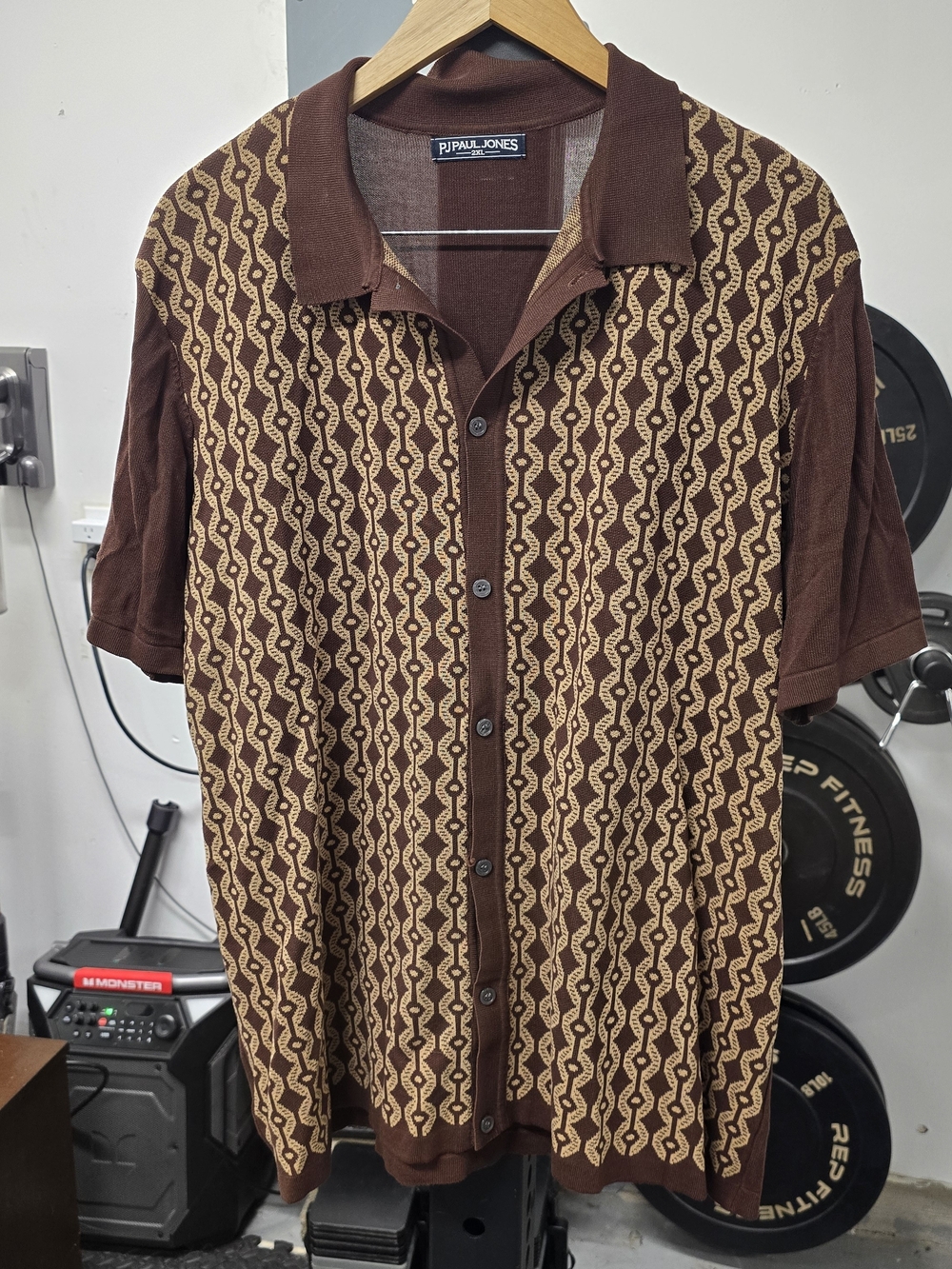 PJ PAUL JONES Brown Knit Polo Shirt